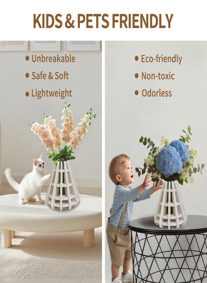 BXI Felt Artificial Flowers Vase - 8 Inch Unbreakable Fake Plants Vase, Creative DIY Faux Dried Flowers Vases, Modern Boho Home Decor for Living Room, Dining Table, Bedroom, Kitchen, Shelf, Entryway - Image 3